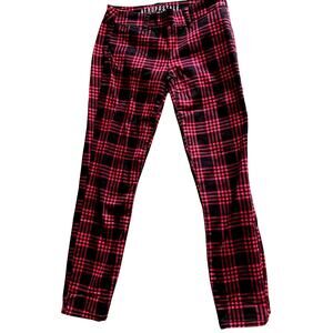 Grunge Scene ALT Aeropostale City Crop Plaid Hot Pink & Black Skinny Ankle Pants
